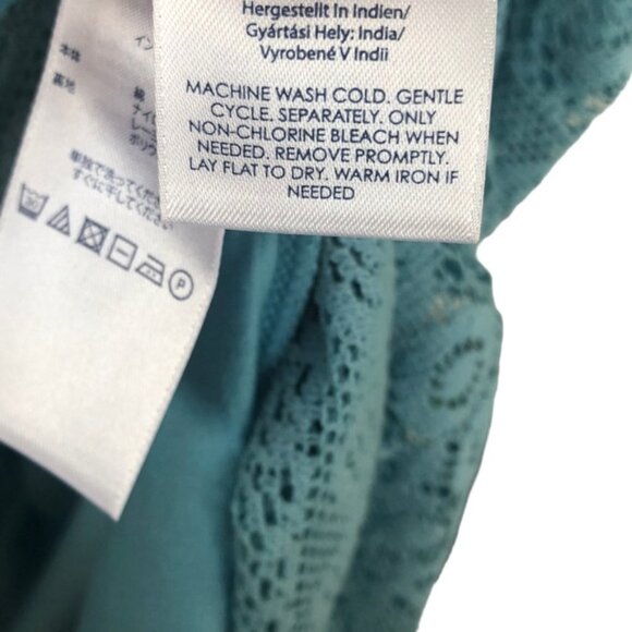Chaps Teal Lace Pullover Top Short Sleeve 1X Plus Size - Picture 9 of 9